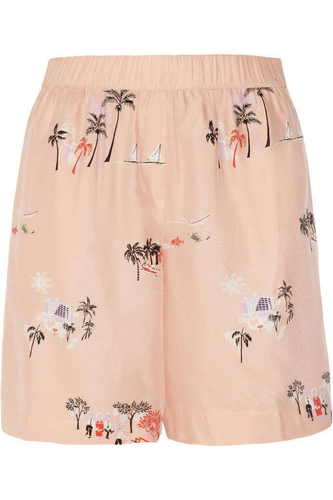 Vacationland printed silk shorts